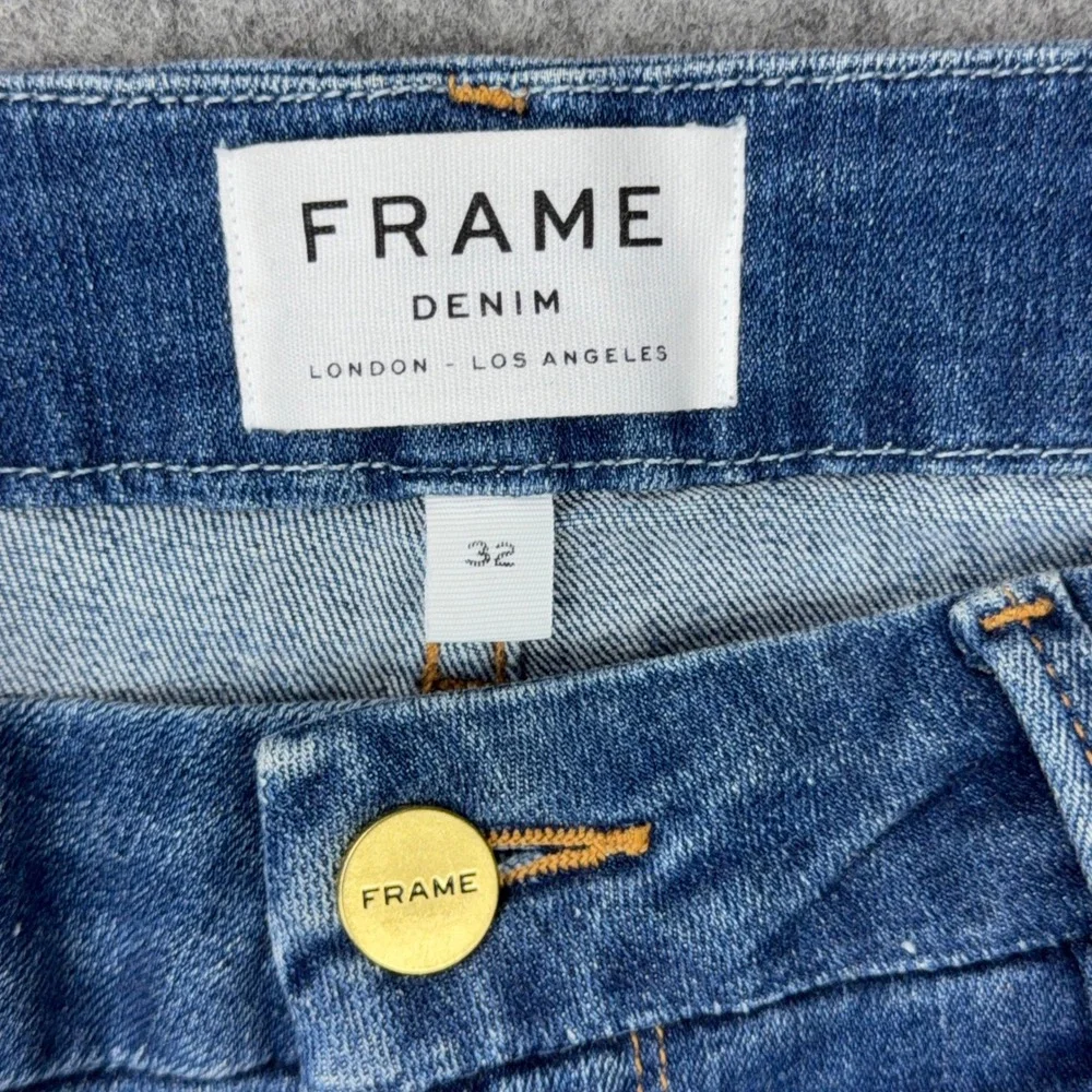 FRAME Jeans Women 32 Blue Le Crop Mini Boot High Rise Stripe Stretch Denim Pants